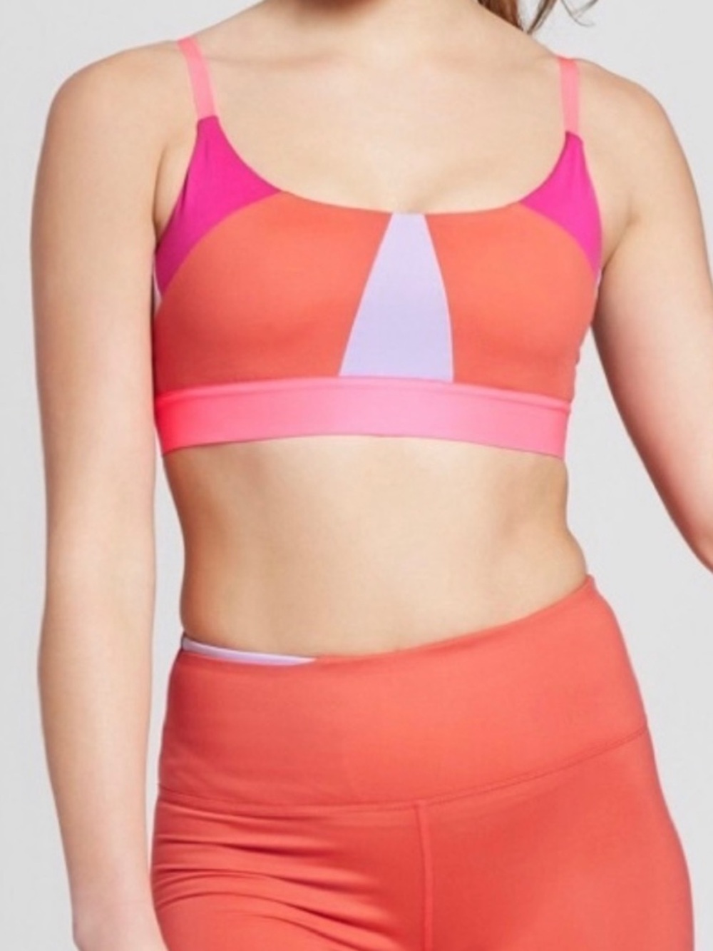 JoyLab Coral & Hot Pink Colorblock Sports Bra